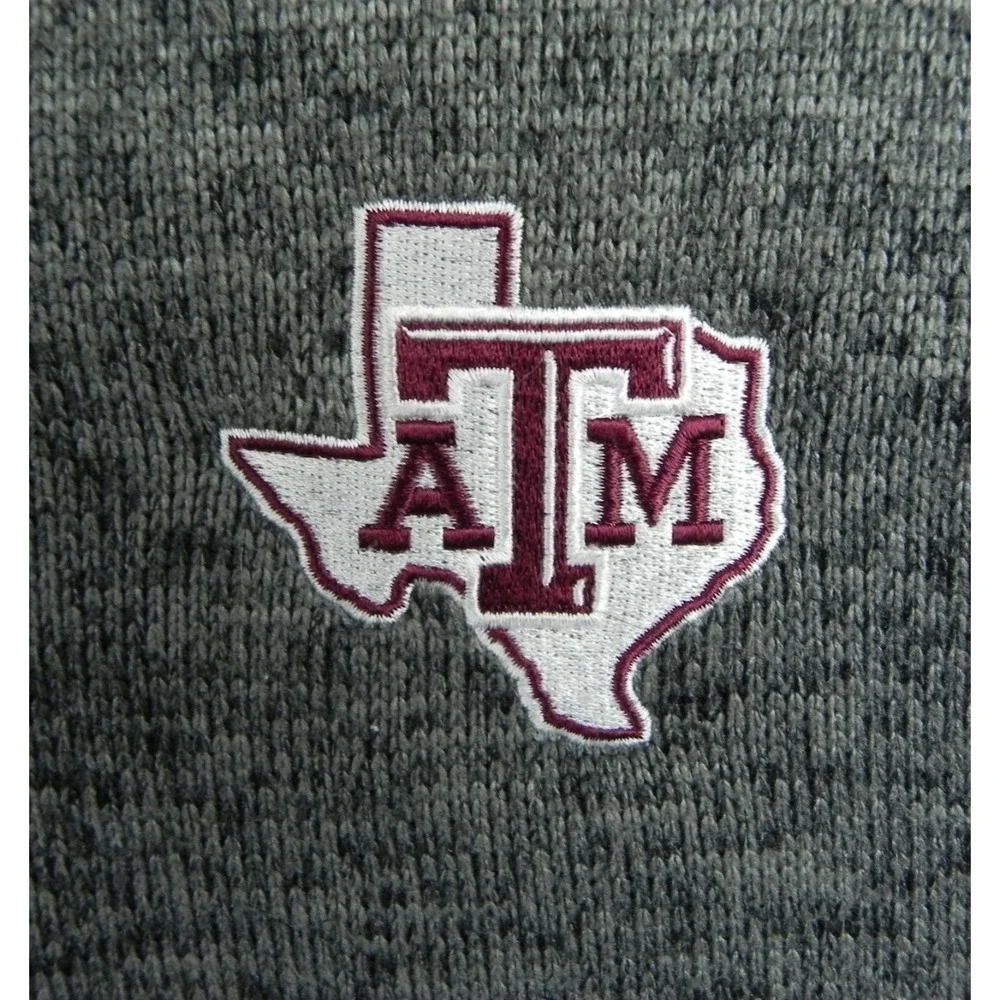 Texas A&M Aggies Sweater Mens Large Adidas Pullover V-Neck Logo Gray Long Sleeve